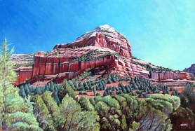 snow cap mountain with tree line